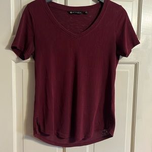 Athleta maroon v neck t shirt. Size xs